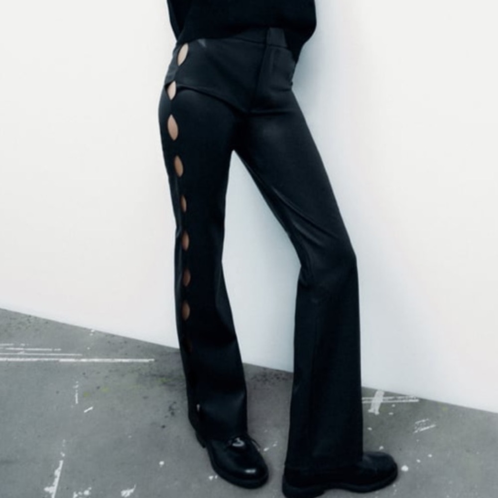 ZARA Faux Leather Flared Pants